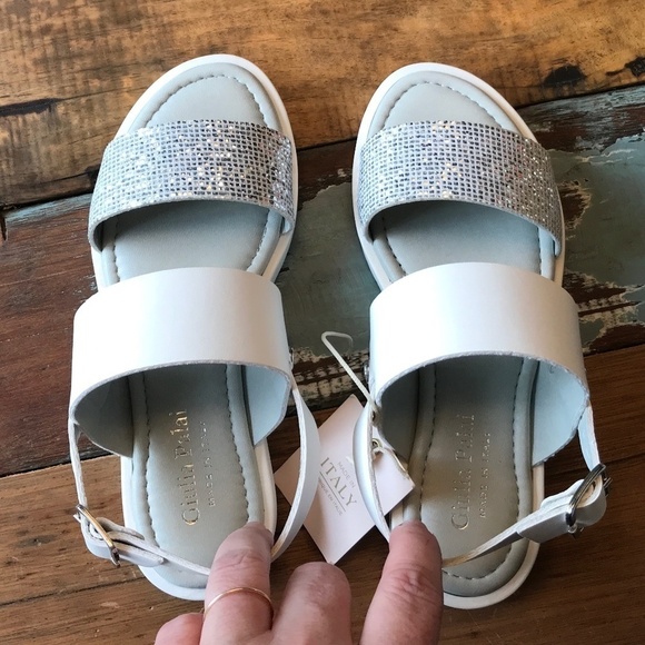 NWT Girls Dress Sandals Giulia Palai Made in Italy White Silver Siz… - Picture 7 of 8